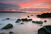 misty sunset looking towards the needles